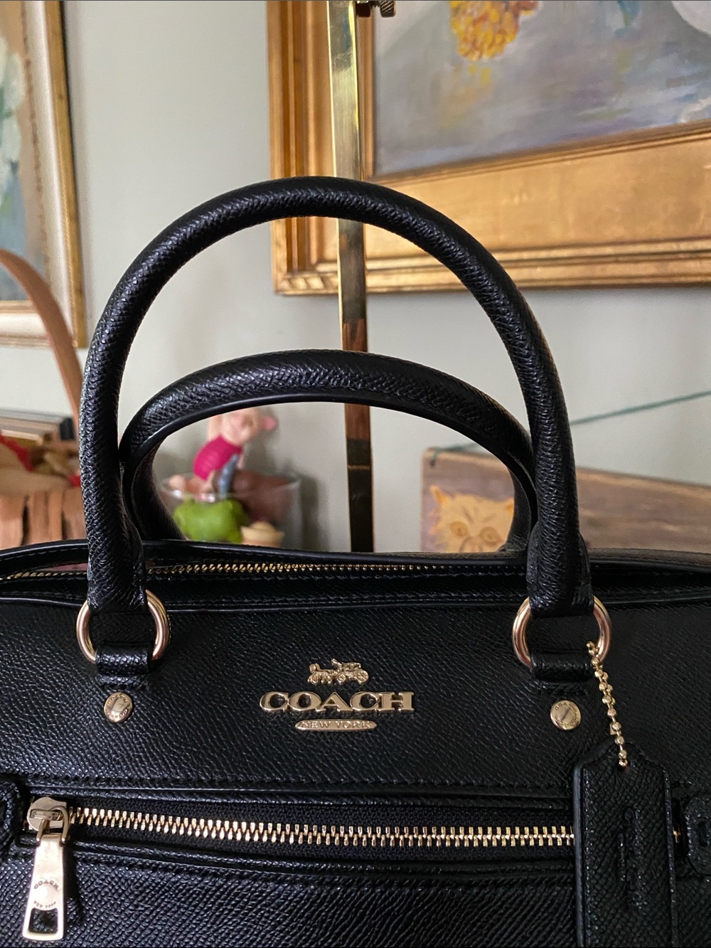 Coach Rowan Satchel with dual top handles and CB Strap Cross-grain Leather - Picture 5 of 14